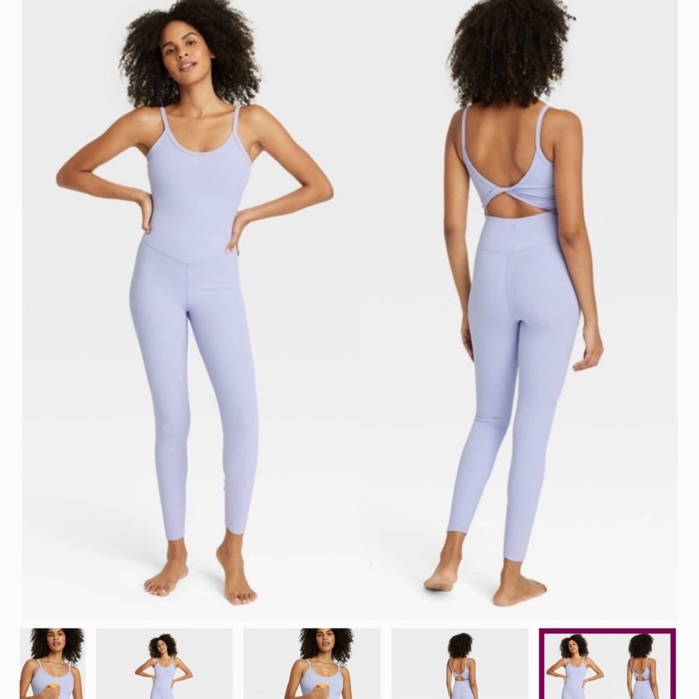 All in Motion set of 2 Ribbed Keyhole Jumpsuits Lavender XS and Black S - Target - Picture 2 of 8